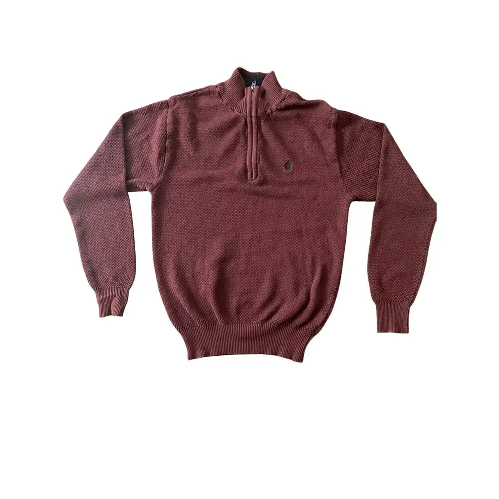 French Connection Classic Burgundy Quarter-Zip Knit Sweater Size Small